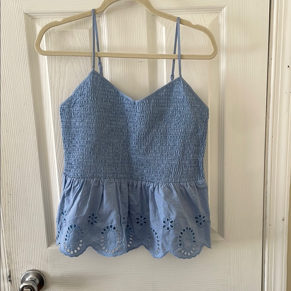 Blue Smocked Women's Top